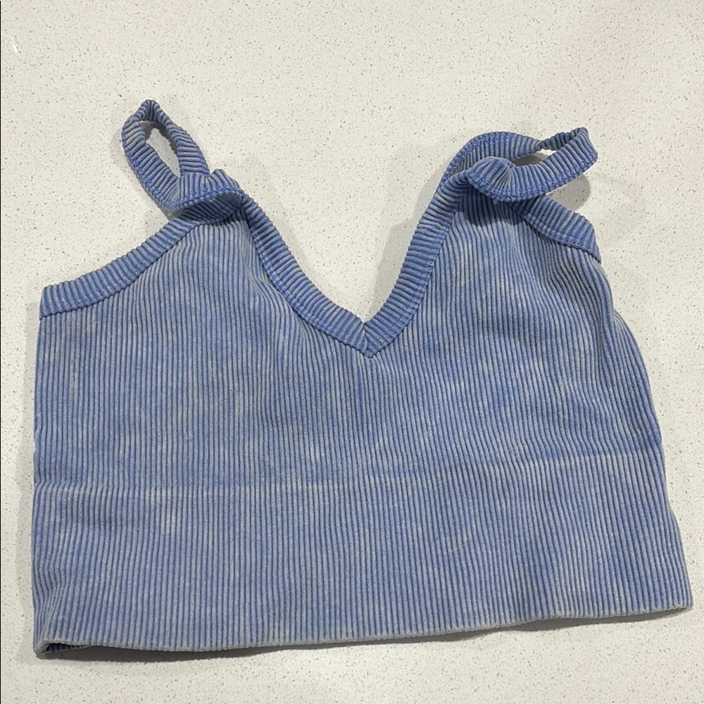 HYFVE Blue Ribbed Crop Tank Top
